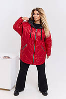 Женская куртка демисезонная Ткань плащевка LAKE Цвет красный черный хаки Размер 50-52  54-56  58-60