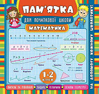 Книга "Пам'ятка для початкової школи.Математика. 1-2 класи" 21*20см, Україна, ТМ УЛА