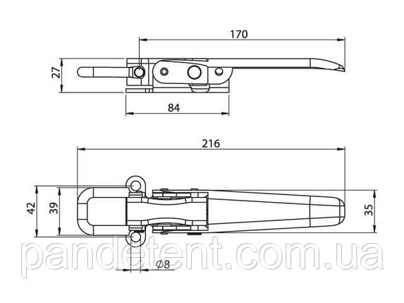 Замок борту причепа 216x42x27 мм (цинк), фото 2