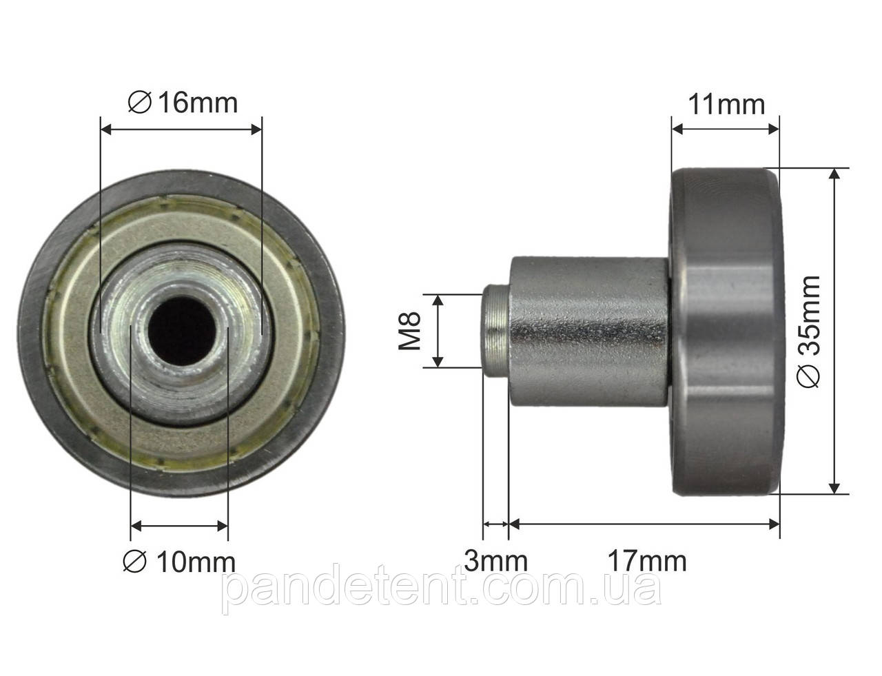 Ролик зсувного даху 35x11x17