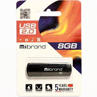 Флеш накопичувач Mibrand USB 2.0 Grizzly 8Gb Black