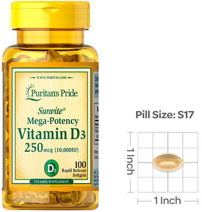Вітамін Д3 Puritan's Pride Vitamin D3 250 mcg 100 гел капс, фото 2
