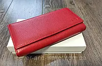 Классический женский кошелек из натуральной кожи красного цвета MD Leather