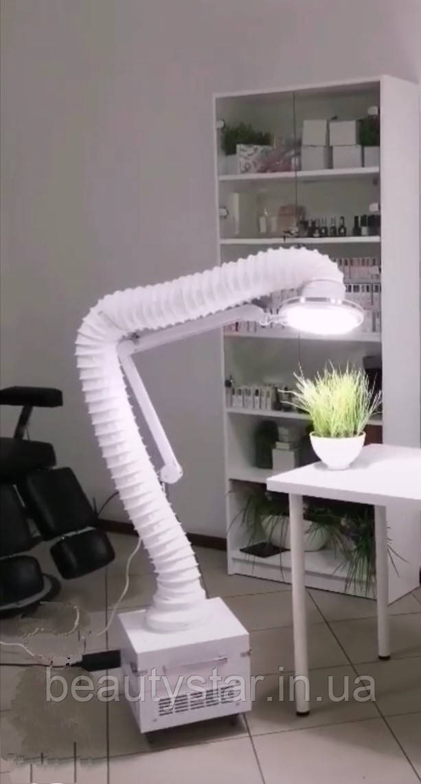 Вертикальна витяжка пилосос для манікюру педикюру FUSION манікюрна педикюрна витяжка з LED ЛАМПОЮ фільтром, фото 1