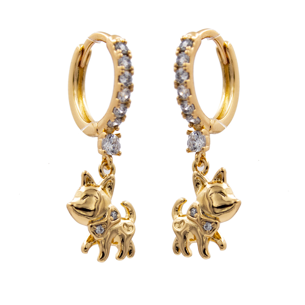 Сережки "Чихуахуа" лимонна позолота, фото 1