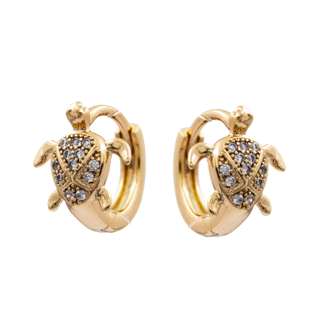 Сережки « Черепашка » лимонна позолота, фото 1