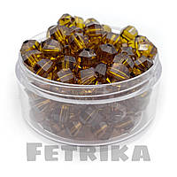 Намистини пластикові прозорі круглі, 10 мм, бурштиновий, 10 шт.