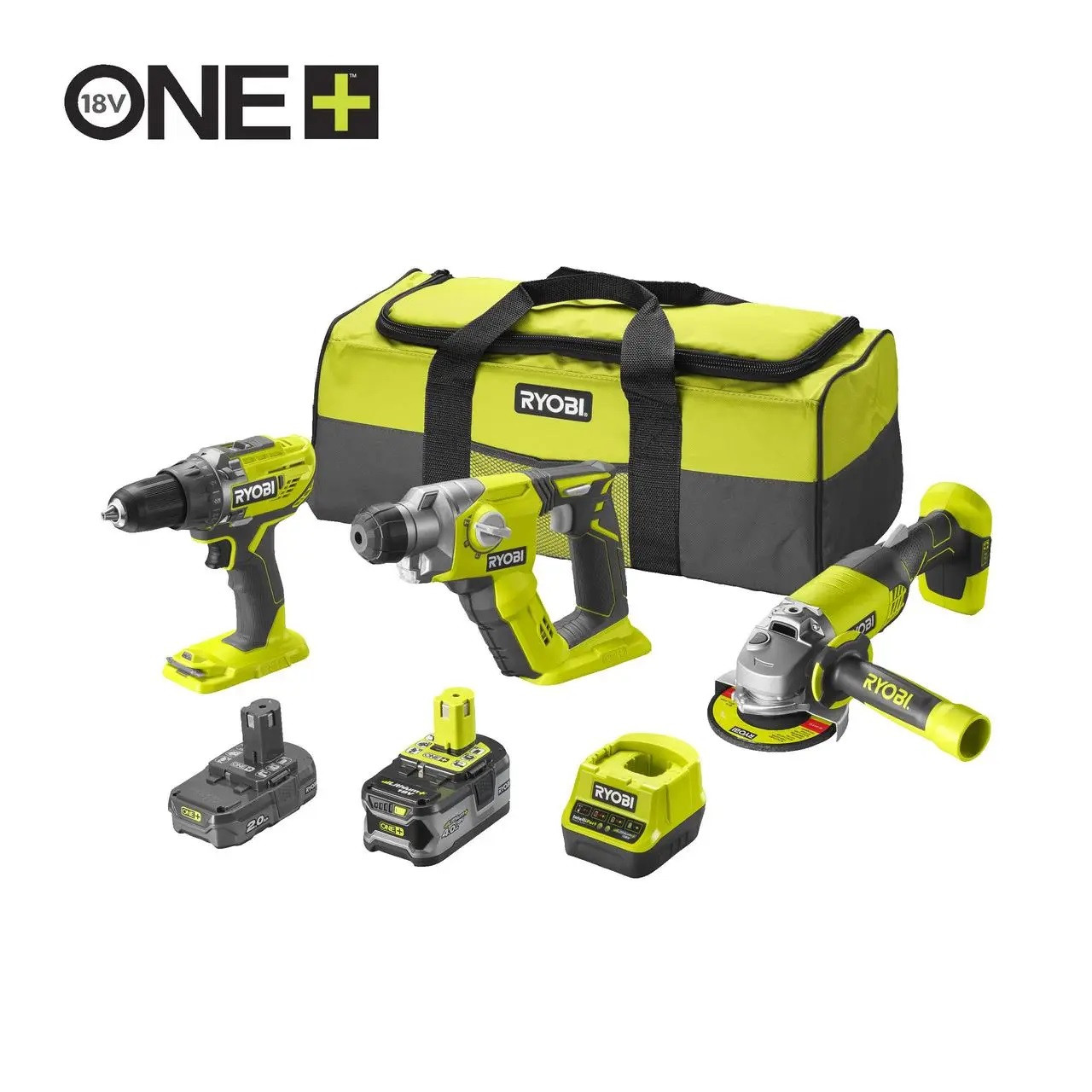 Набір із трьох акумуляторних інструментів RYOBI ONE+ RCK183C-242S (18 В, 2 А*год, 4 А*год)