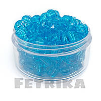 Намистини пластикові прозорі круглі, 10 мм, блакитний, 10 шт.