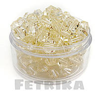 Намистини пластикові прозорі круглі, 10 мм, молочний, 10 шт.