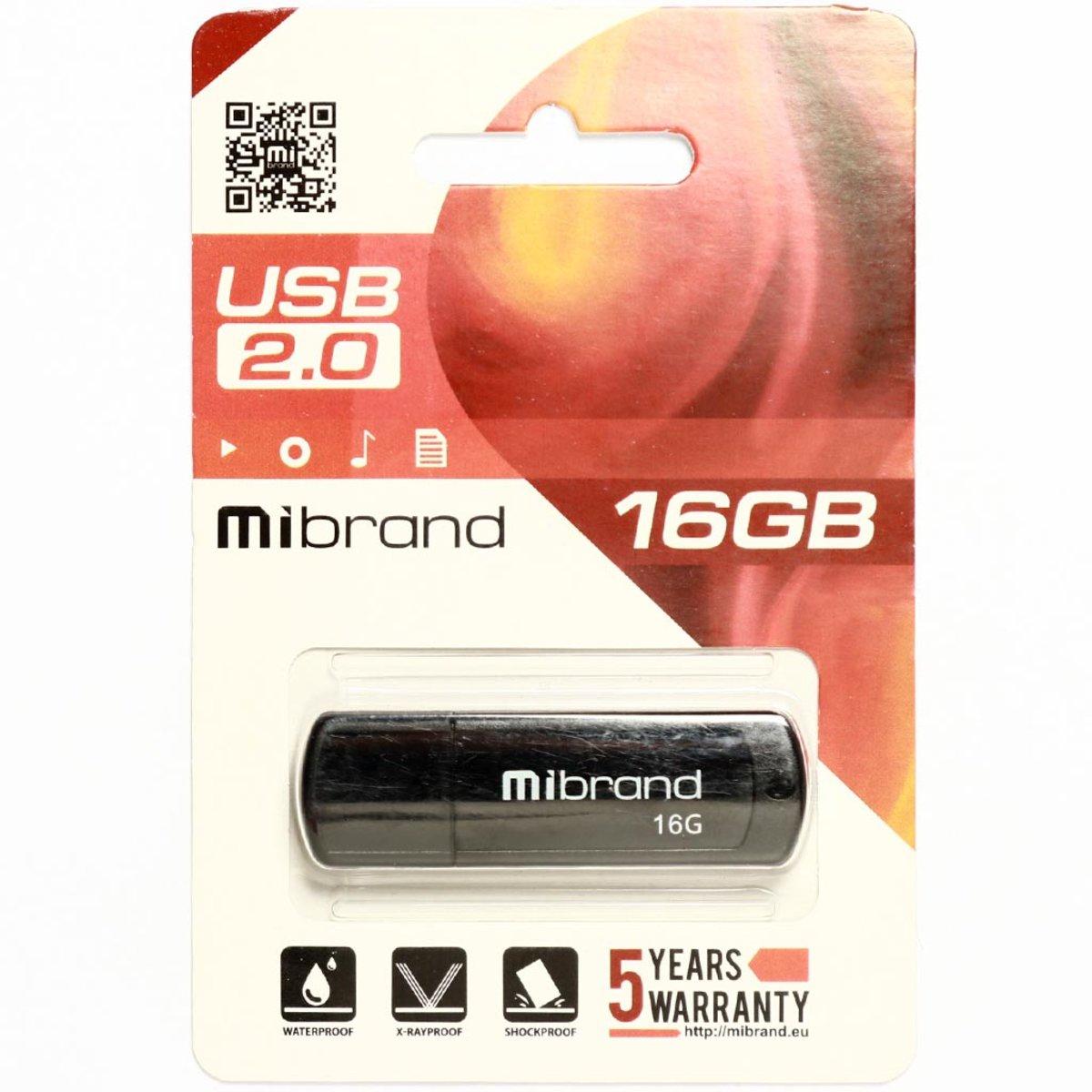 Флеш накопичувач Mibrand USB 2.0 Grizzly 16Gb Black