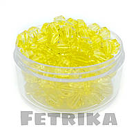 Намистини пластикові прозорі круглі, 10 мм, жовтий, 10 шт.