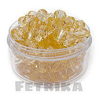 Намистини прозорі (гранений біконус), 13 мм, світло-жовтий, 10 шт.