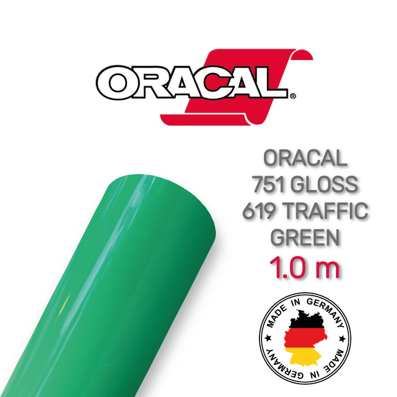 Oracal 751 619 Gloss Traffic Green 1 m (Дорожно-зелена глянсова плівка)