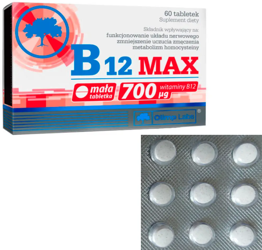 Вітамін В12 (ціанокобаламін) Olimp B12 MAX 60 таб