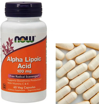 Альфа-ліпоєва кислота NOW Alpha Lipoic Acid 100 мг 60 капс, фото 3