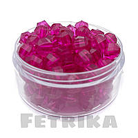 Намистини пластикові прозорі круглі, 10 мм, малиновий, 10 шт.