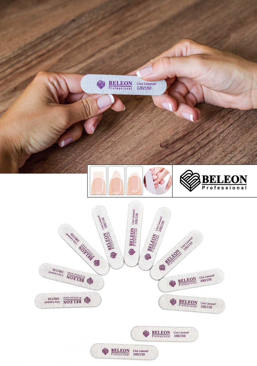Пилка для нігтів mini BELEON 100/150, 25шт/уп.