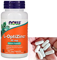 Цинк NOW Foods L-OptiZinc 30 мг 100 капсул, фото 3