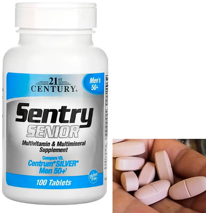 Вітаміни для чоловіків 21st Century Sentry Senior Men 50+ 100таб, фото 1