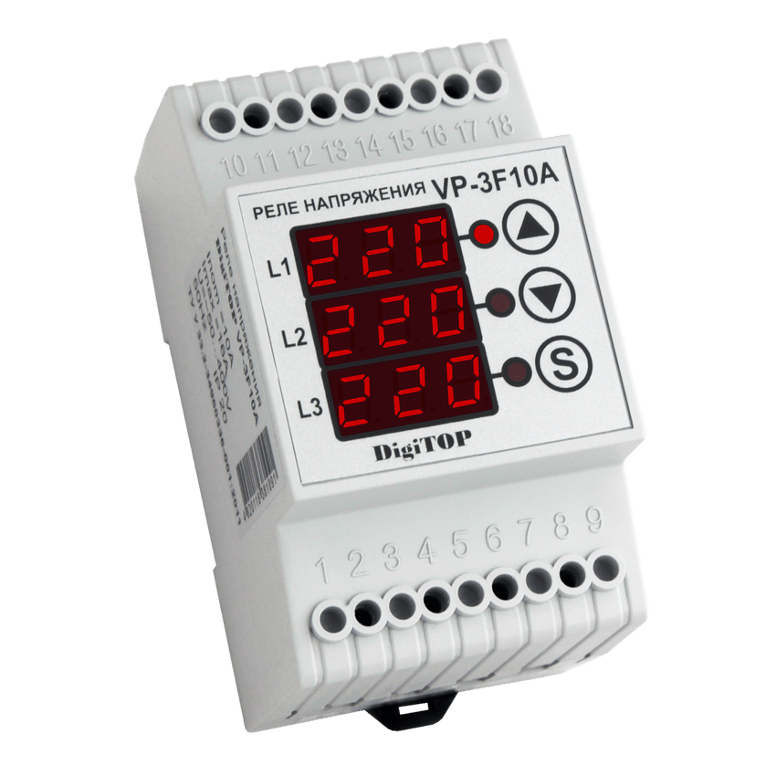 Трифазне реле напруги DigiTOP VP-3F10A