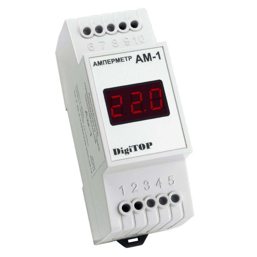 Однофазний амперметр DigiTOP AM-1 на DIN-рейку (1-63А)