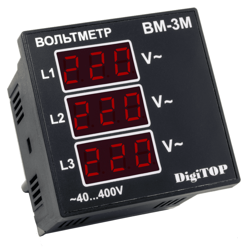 Трифазний вольтометр DigiTOP BM-3M щитовий (40–400В)