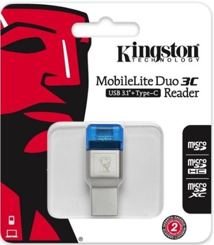 Картридер Kingston MobileLite Duo 3C Dual Interface USB3.1 Type-A and Type-C microSD (FCR-ML3C) Metall Casing - фото 5 - id-p1656976520