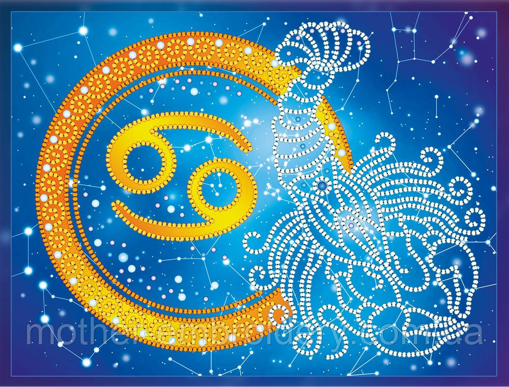 Набір для вишивки бісером "Знаки зодіаку Рак" астрологія часткова викладка Чехія 20х15 см