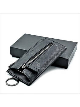 Шкіряна ключниця Weatro 15 х 8 х 1 см Чорна wtro-163-32