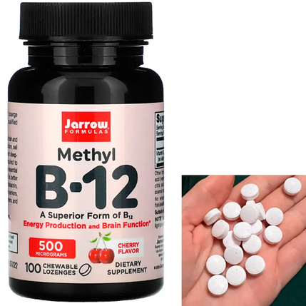 Вітамін Метил Б12 Jarrow Formulas Methyl B-12 500 mcg 100 таб вишня, фото 2