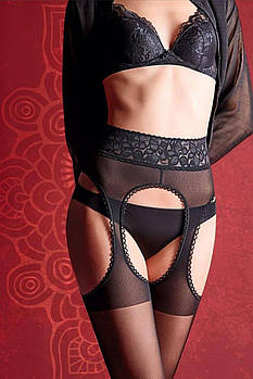 Колготки 20 ден з відкритими зонами та мереживним поясом на силіконі Giulia Impresso Love 20 чорного кольору розміри 2 3 4 5