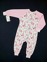 Пижама - комбинезон детская из интерлока HappyTot Шарики 92см белый с розовым 971