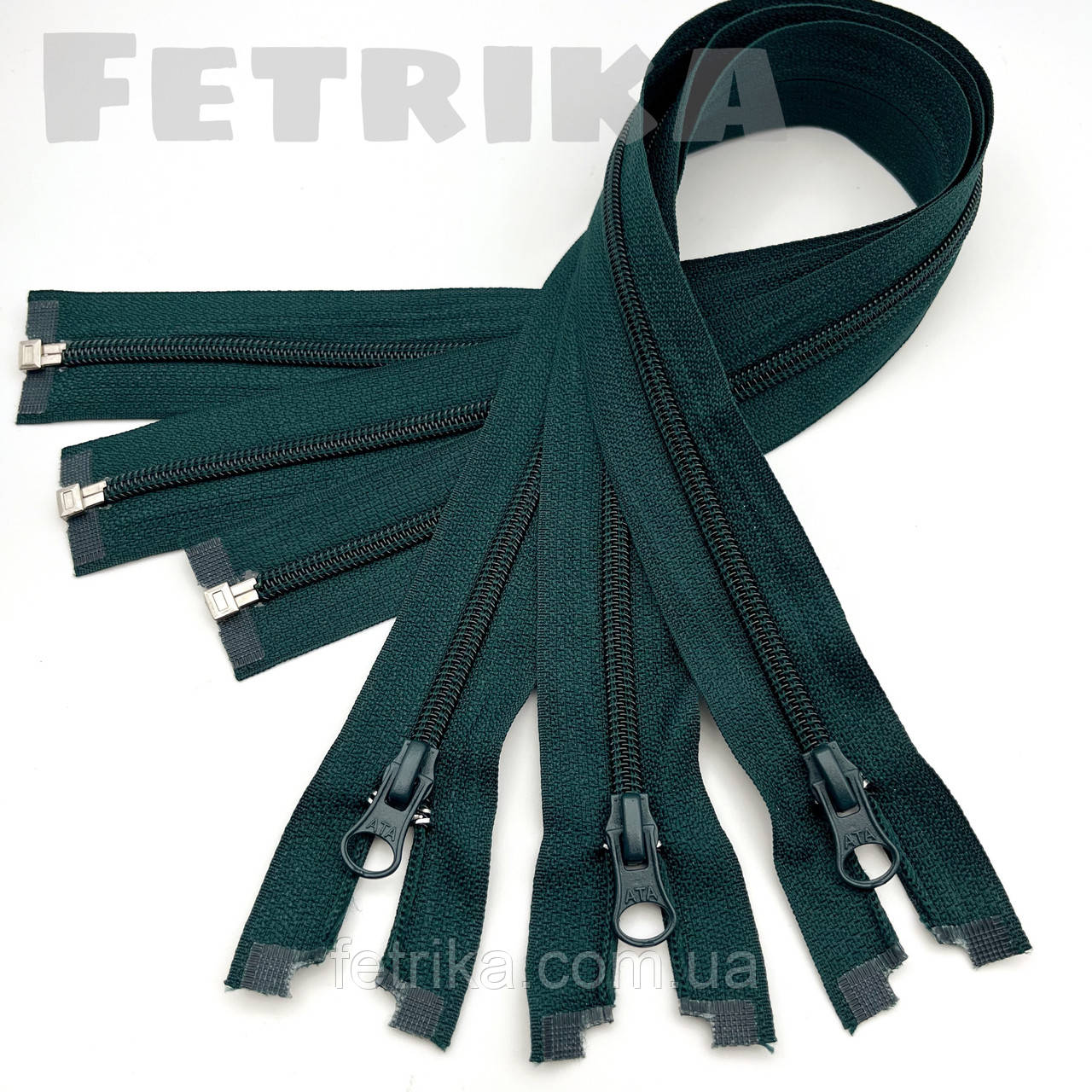 Спіральна роз'ємна блискавка 50 см, ТЕМНО-ЗЕЛЕНА. ТИП-5, фото 1