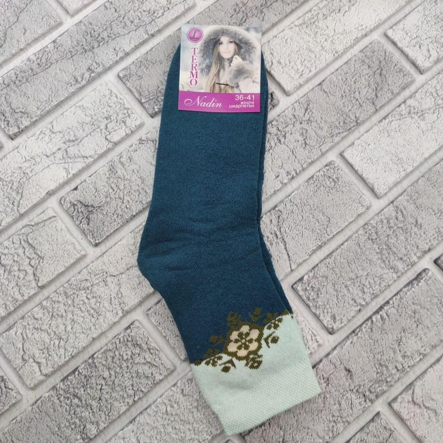Шкарпетки жіночі високі зимові з махрою р.36-41 Орнамент асорті Termo Lorem Nadin 30032051 - фото 2 - id-p1463289141