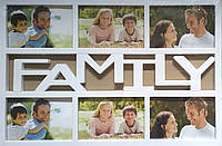 Фоторамка коллаж Family на 6 фото, белая.