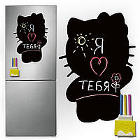 Магнітно-грифельна (крейдяна) дошка на холодильник для записів і малювання крейдою Кітті розмір 40х57 см