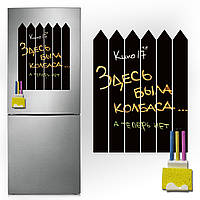 Магнитно-грифельная (меловая) доска на холодильник для записей и рисования мелом Забор размером 37х58 см