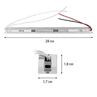 Блок живлення SLIM 12V, 36W, 3А, металевий корпус, IP20, LTR-36-12