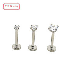 Лабрет з каменем титан сріблястий