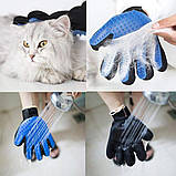 Рукавичка для вичісування шерсті тварин гребінець True Touch щітка рукавиця для котів та собак, фото 6