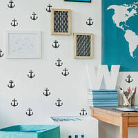 Набір маленьких наклейок на стіну Морські якоря (моряк, море, корабель)