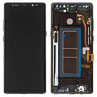 Дисплей для Samsung N950F Galaxy Note 8, черный, с рамкой, Оригинал (переклеено стекло), midnight black
