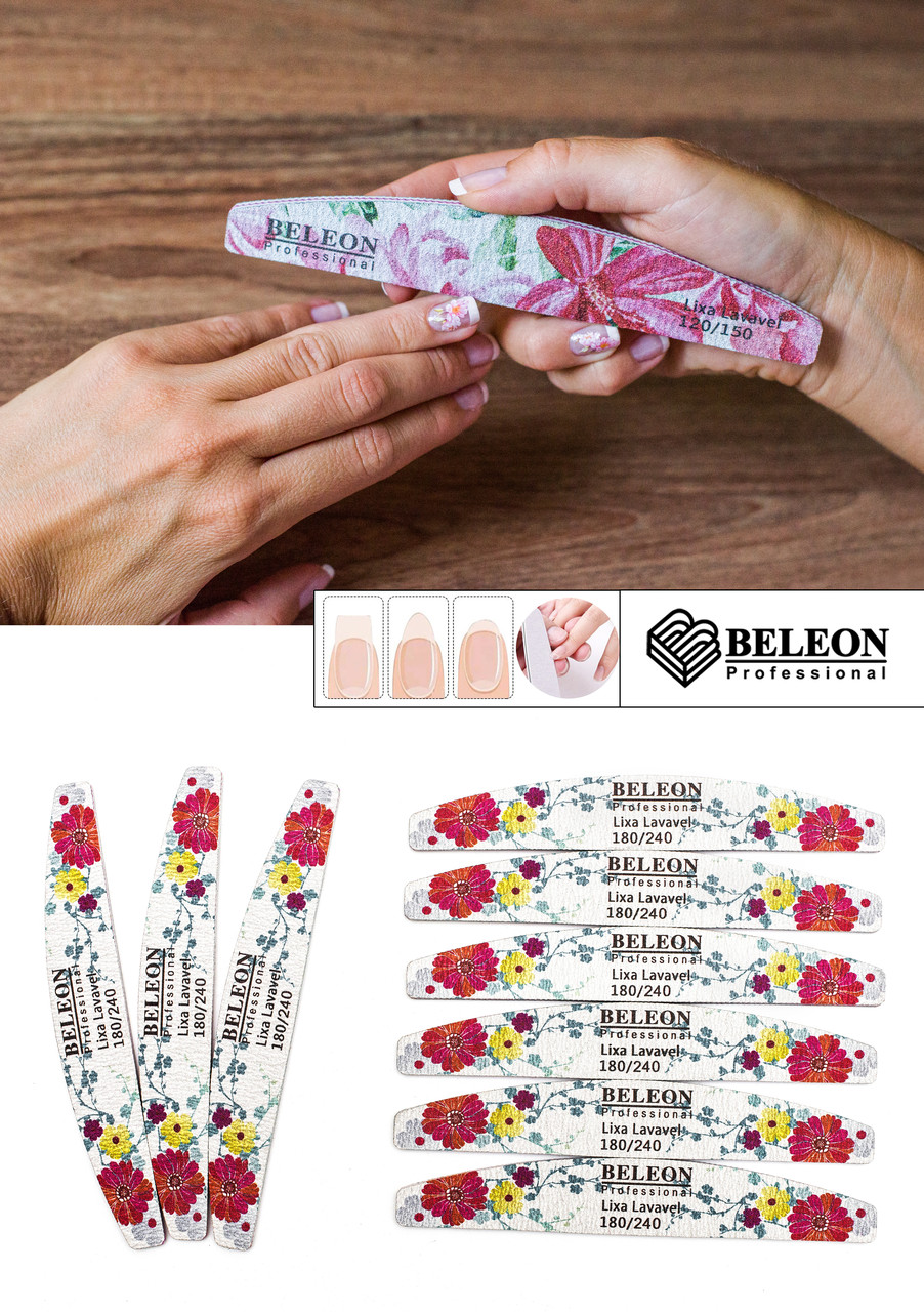 Пилка для нігтів BELEON 180/240 (кольорові)