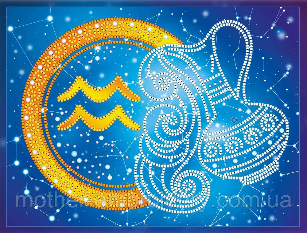 Набір для вишивки бісером "Знаки зодіаку Водолій " астрологія часткова викладка Чехія 20х15 см