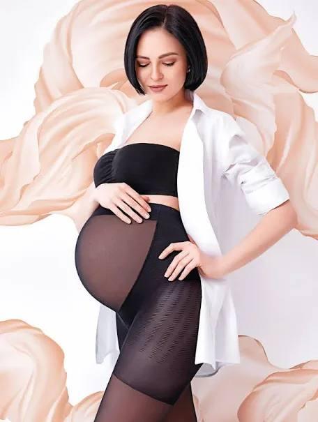 Колготки 40 ден для вагітних зі вставкою Giulia Mama 40 чорного та бежевого кольорів розміри 2 3 4 5