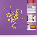 Інтер'єрна вінілова наклейка на стіну, скло, меблі абстракція летаючі Квадрати, фото 4