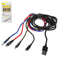 USB кабель Baseus Rapid Series, USB тип-C, USB тип-A, micro-USB тип-B, Lightning, 120 см, 3,5 А, черный,