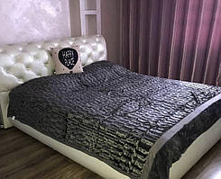 Хутряне двостороннє покривало "НОРКА"/Покривало на велике ліжко 220х240