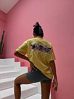 Женская свободная футболка с рисунком и надписью на спине в фасоне оверсайз повседневная (р. 42-46) 80ma1105